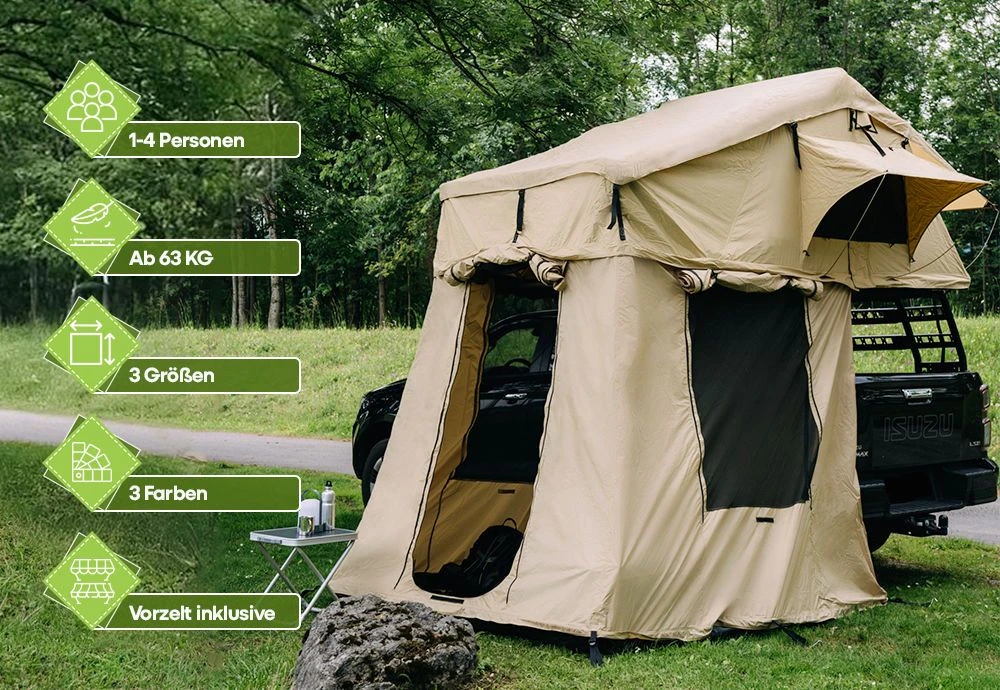 OutdoorU Family Plus 4 Personen Daktent - Grijs - Afbeelding 2