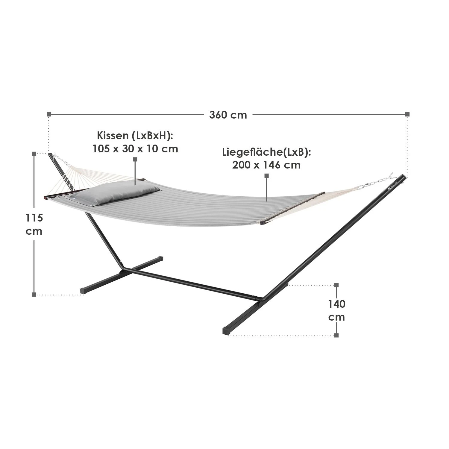 Juskys Cata Hangmat Met Onderstel En Kussen - Grey - Afbeelding 6