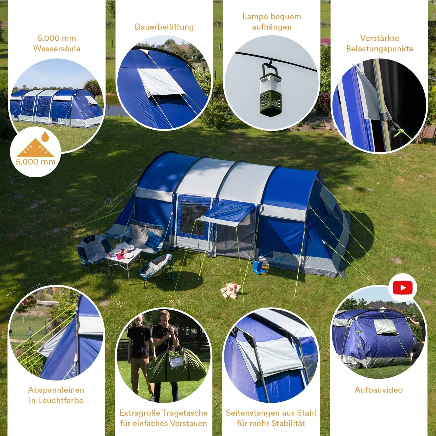 Skandika Montana 8 Sleeper Protect Tunneltent - Afbeelding 5