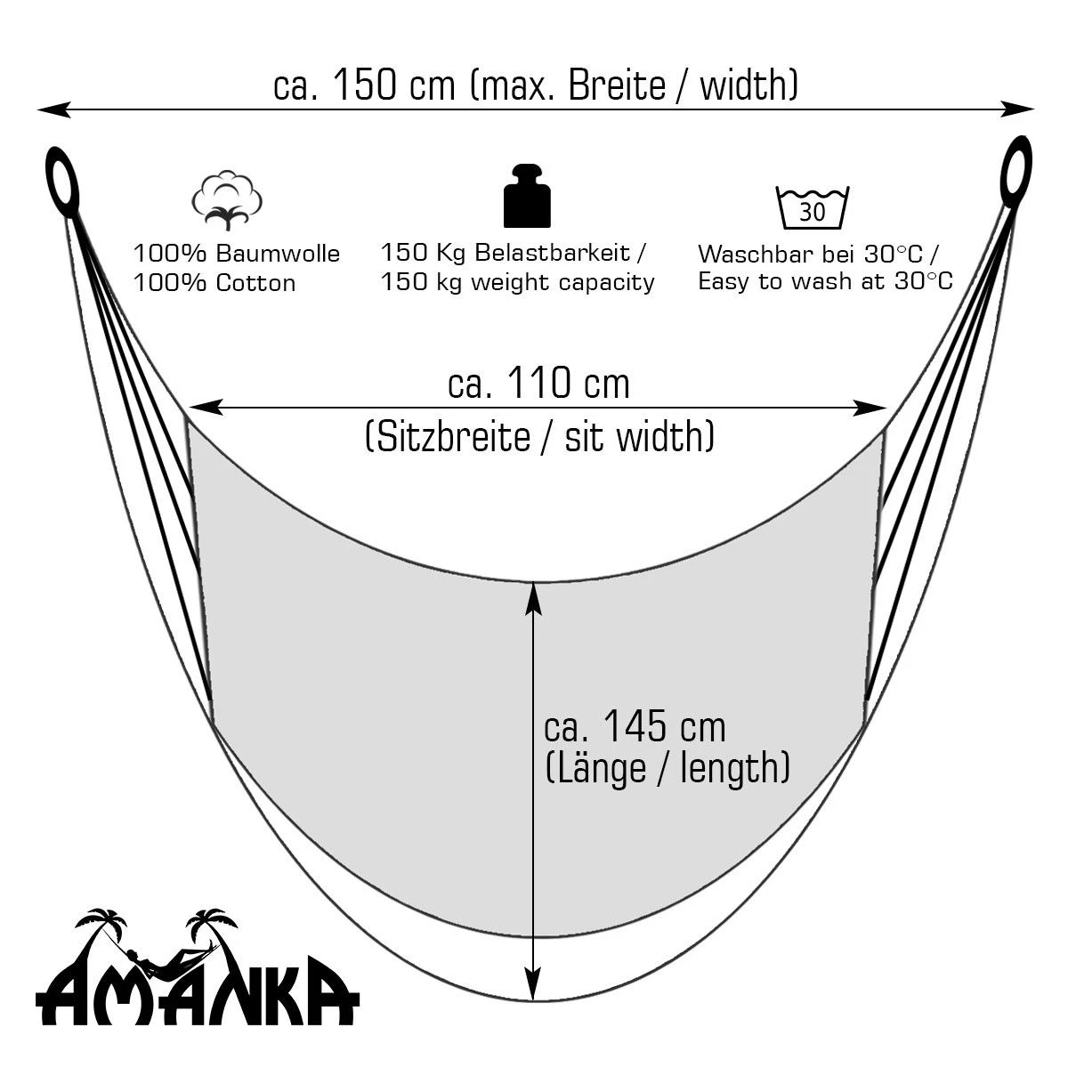 AMANKA 110 X 145 Gestreepte Zithangmat - Brown - Afbeelding 5