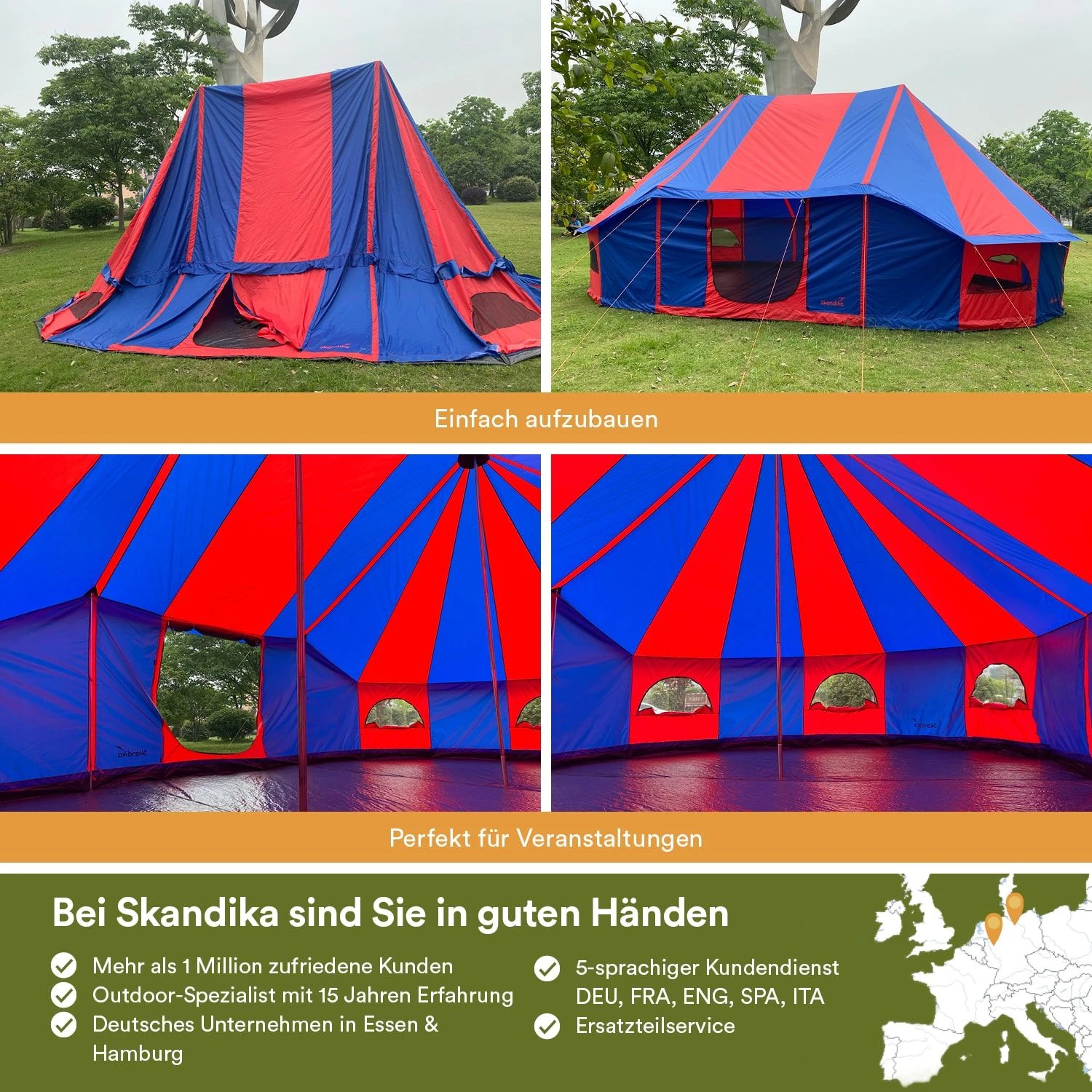 Skandika Morsom Rood/blauwe Eventtent - Afbeelding 5