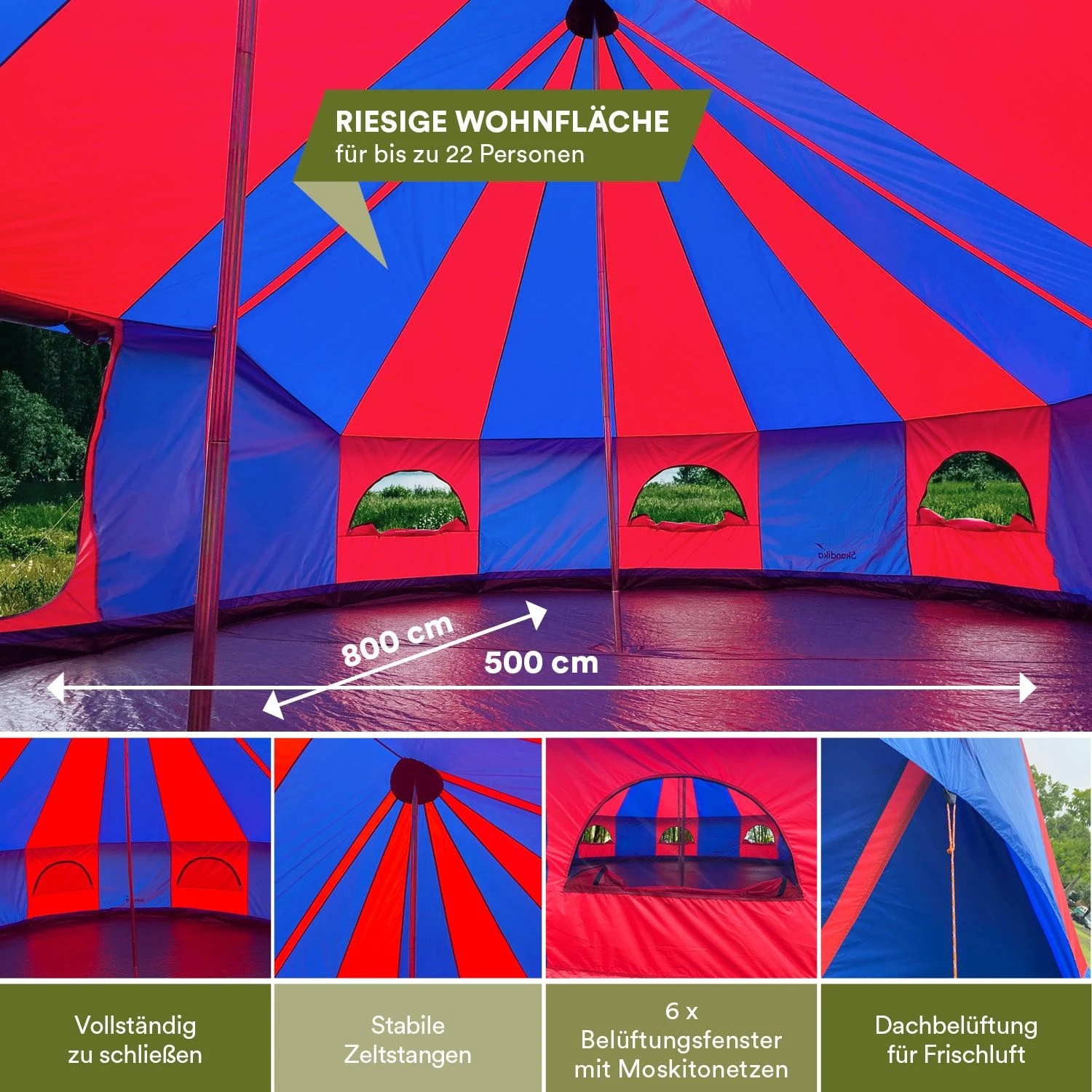 Skandika Morsom Rood/blauwe Eventtent - Afbeelding 3