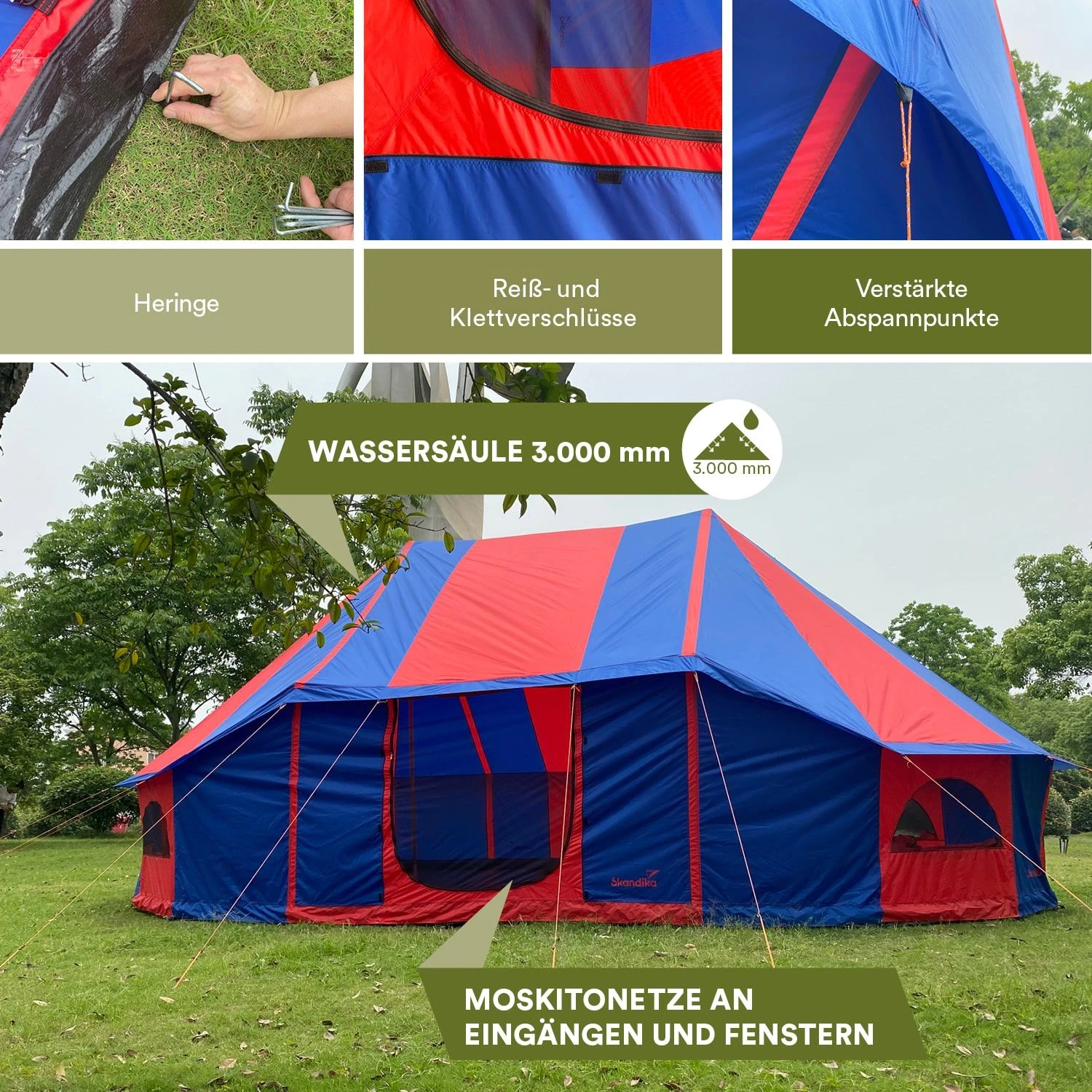 Skandika Morsom Rood/blauwe Eventtent - Afbeelding 4