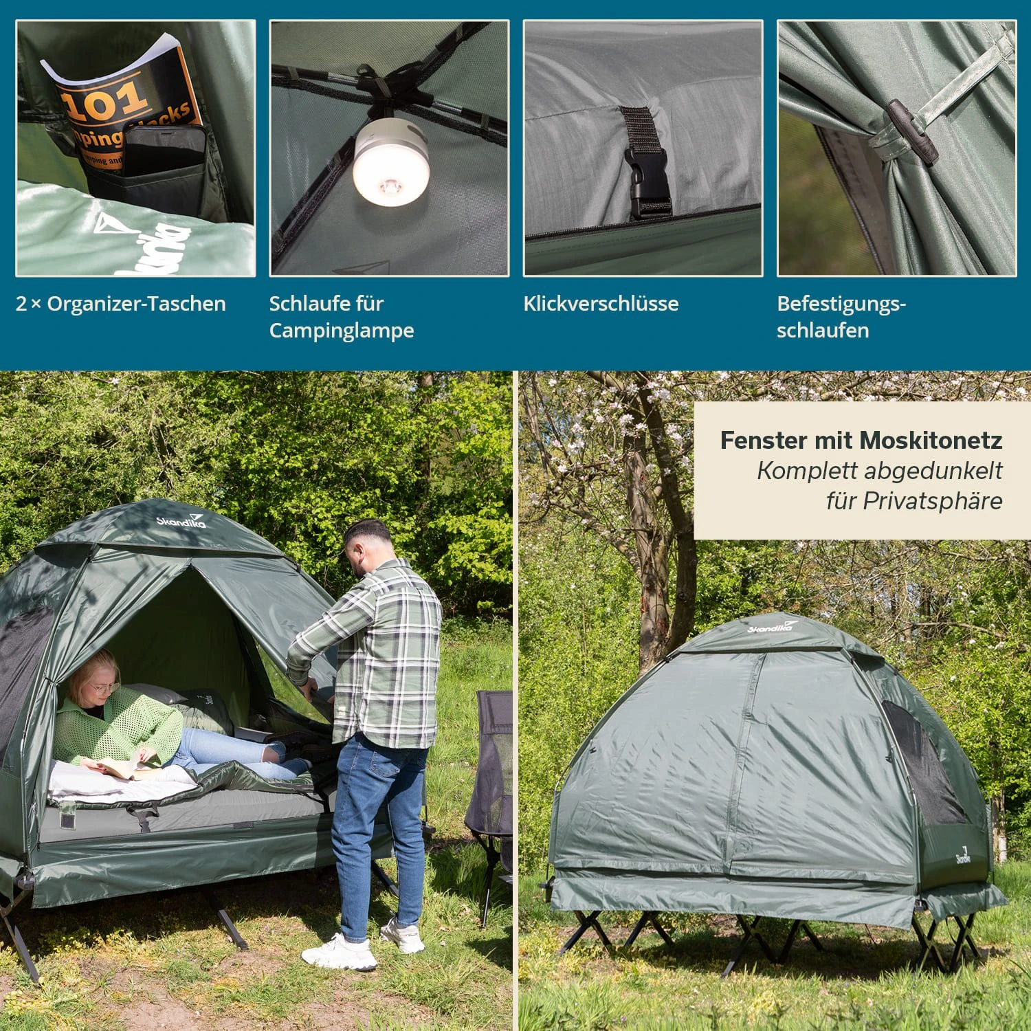Skandika Haug Tent Bed Groen - Afbeelding 3