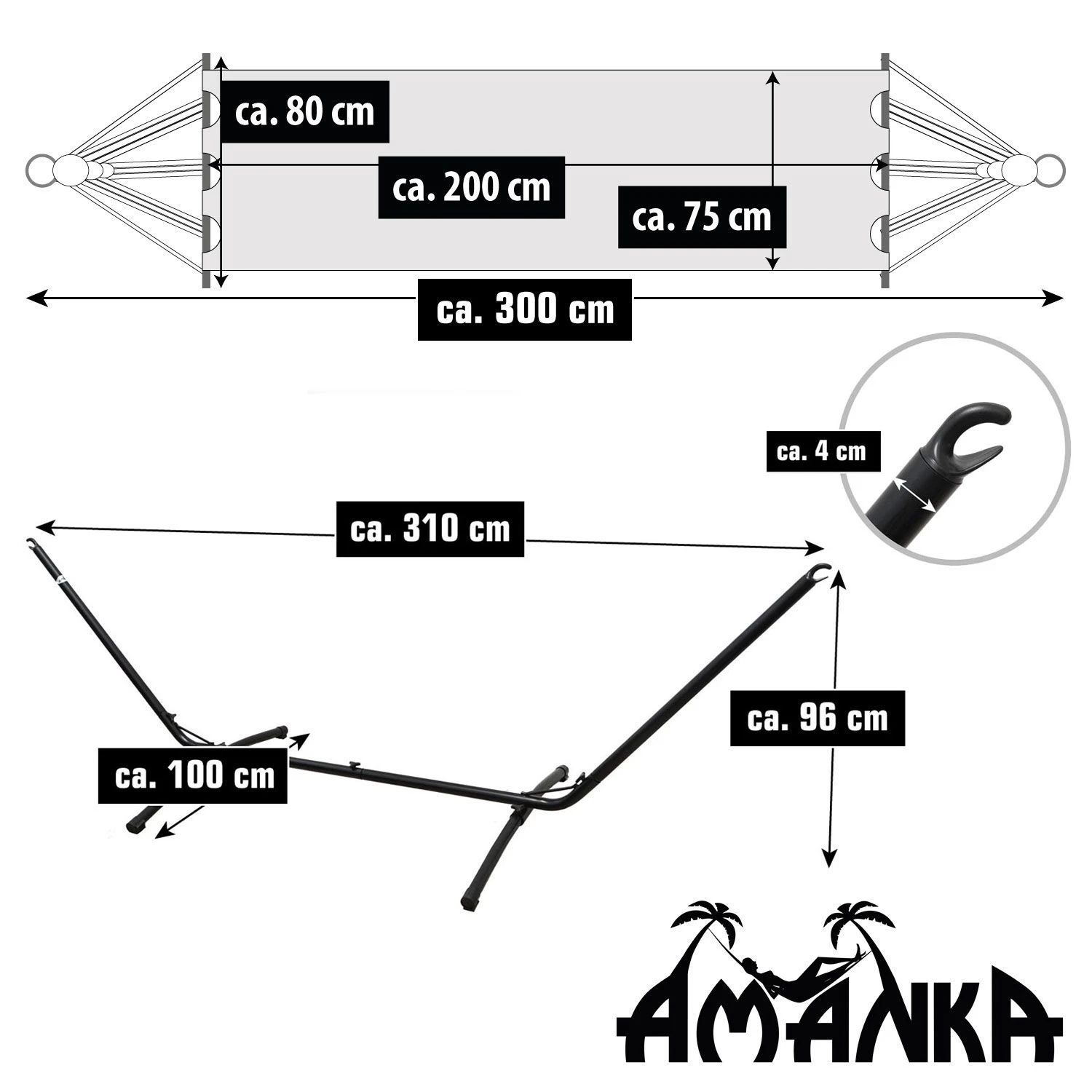 AMANKA 190 Cm Hangmat Met Frame - Braun - Afbeelding 5