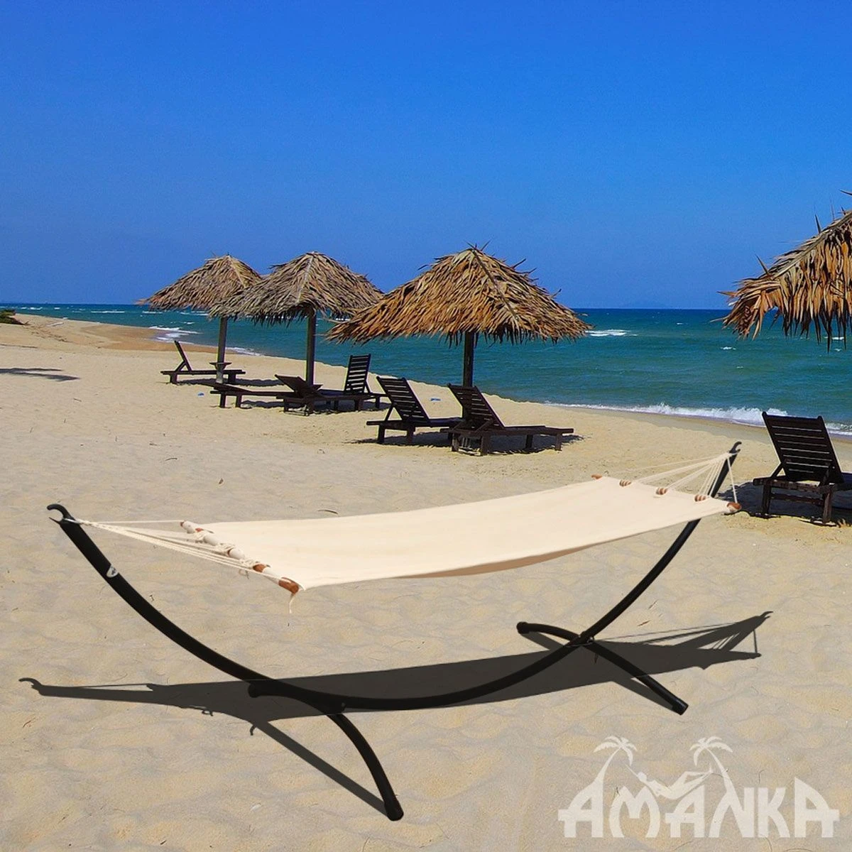 AMANKA 300 Cm Hangmat Met Frame - Beige - Afbeelding 4