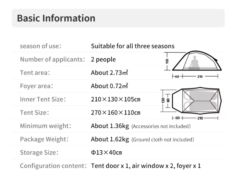 Naturehike Cloud Up 2 PRO Tent - Brown - Afbeelding 2