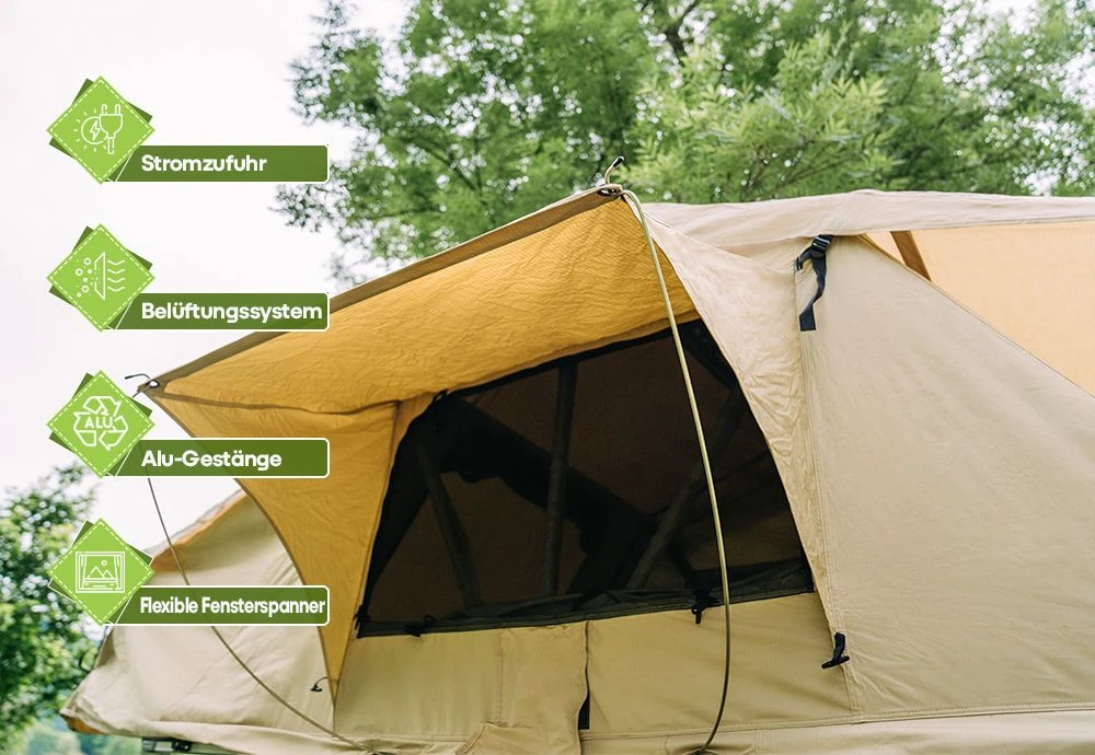OutdoorU Family Plus 4 Personen Daktent - Grijs - Afbeelding 5