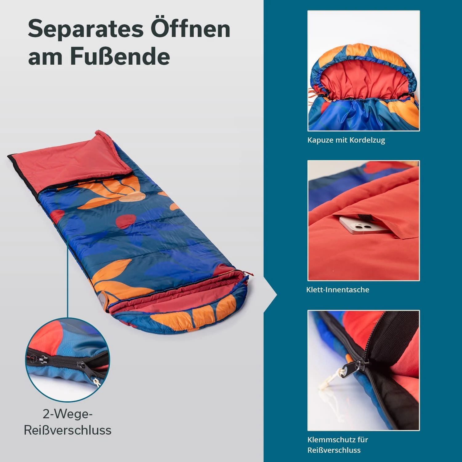 Skandika Sovro 190+30 Slaapzak - Fiery Garden - Afbeelding 5