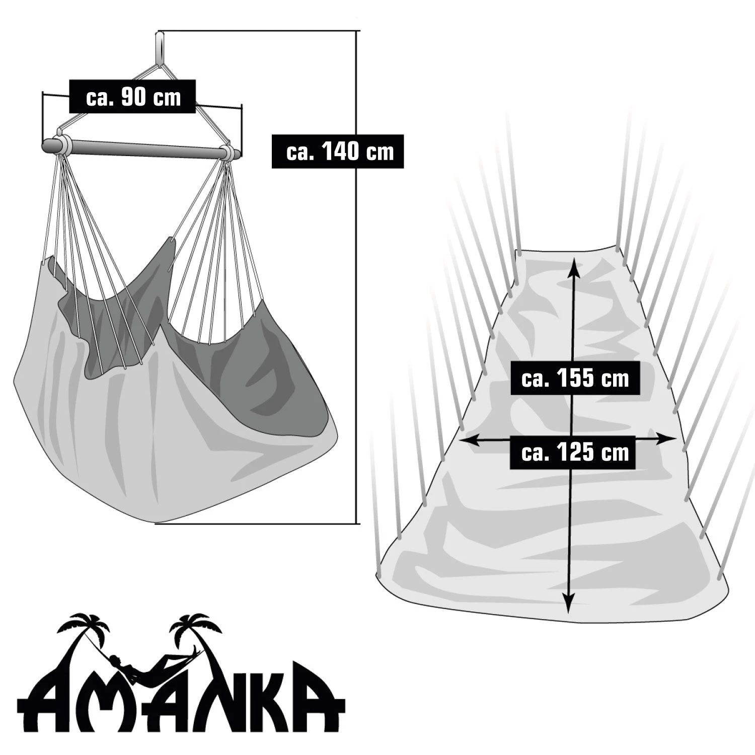 AMANKA 155 X 125 Cm XL Hangstoel - Grey - Afbeelding 5