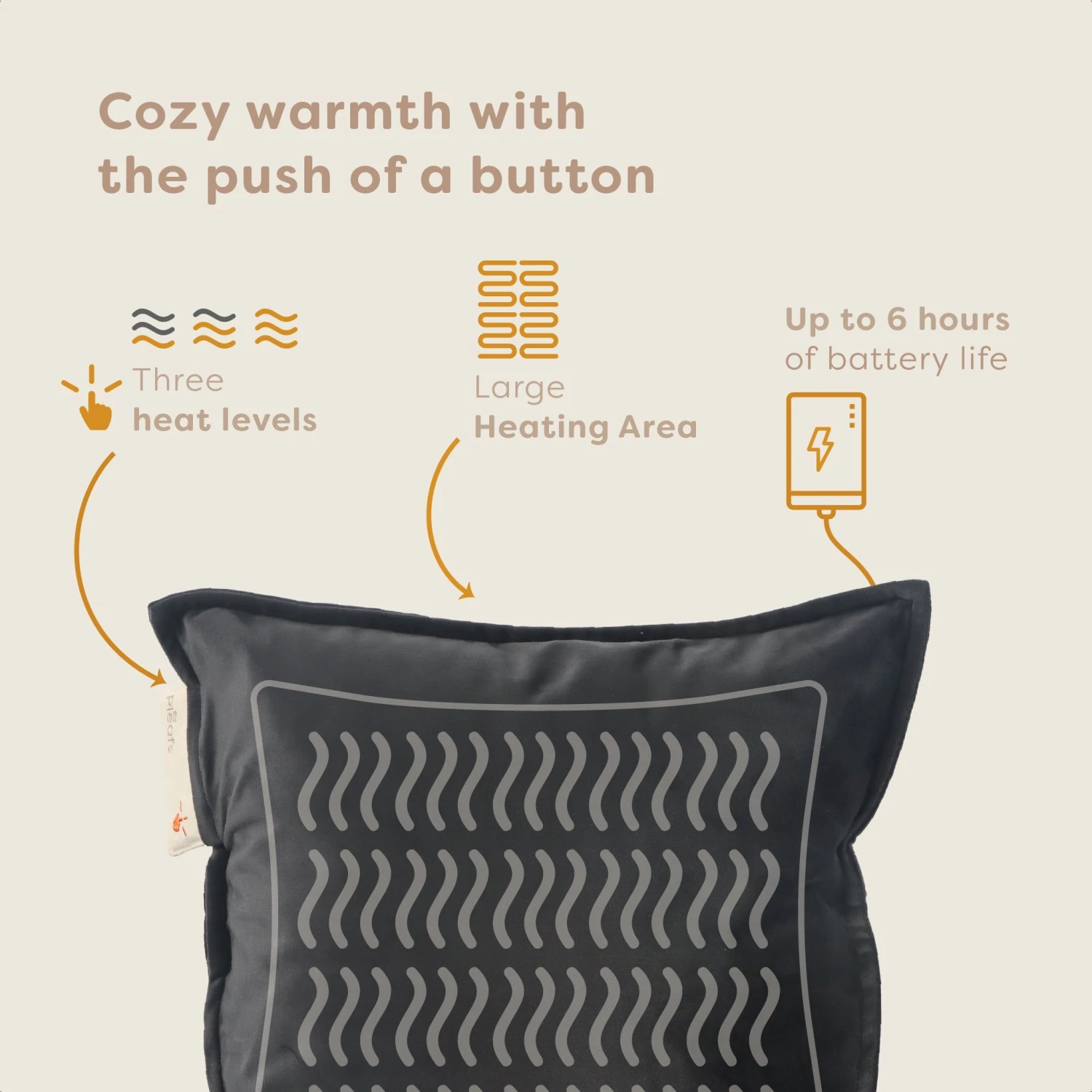 Pleafs Warmtekussen Plush 45x45cm - Onyx - Afbeelding 3