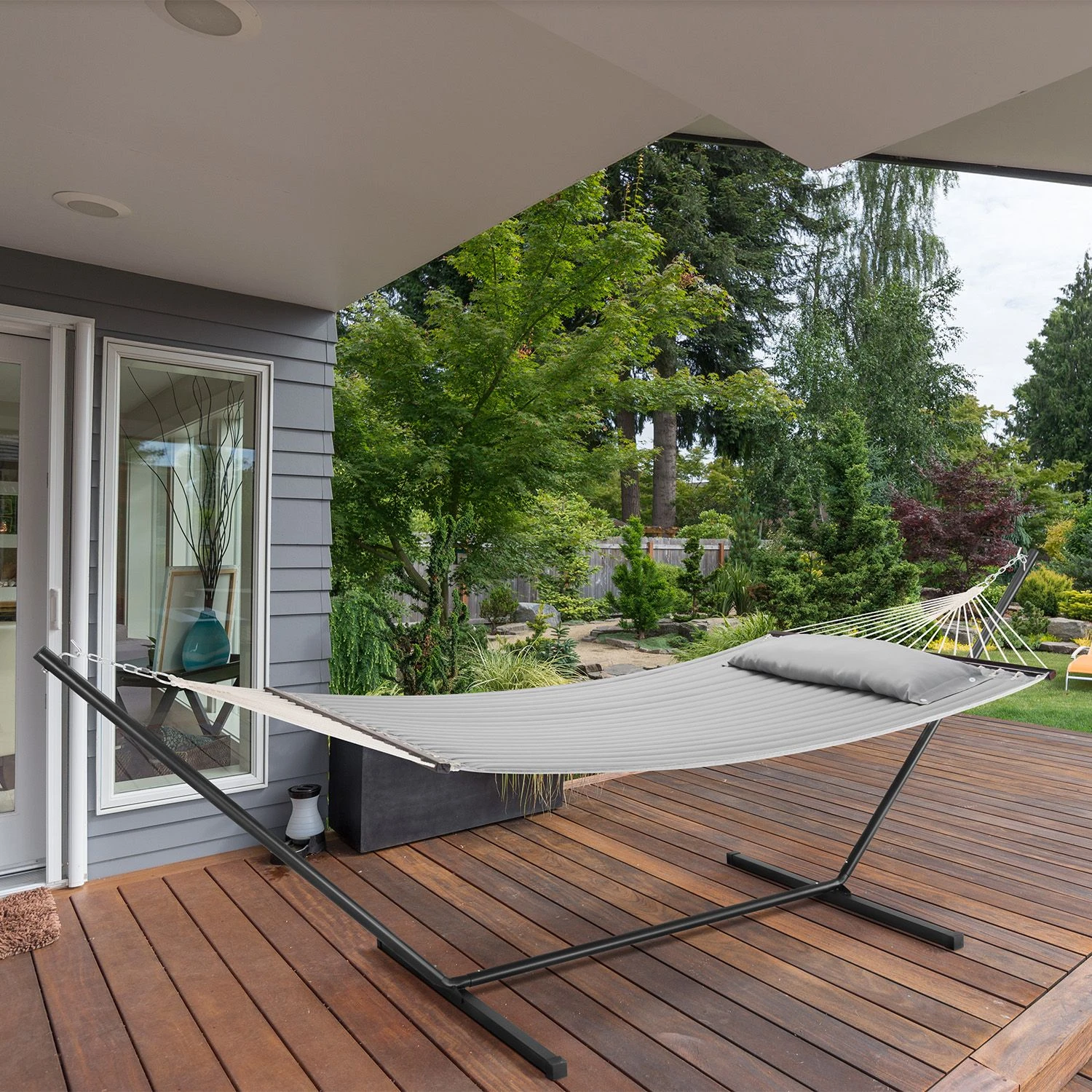 Juskys Cata Hangmat Met Onderstel En Kussen - Grey - Afbeelding 2