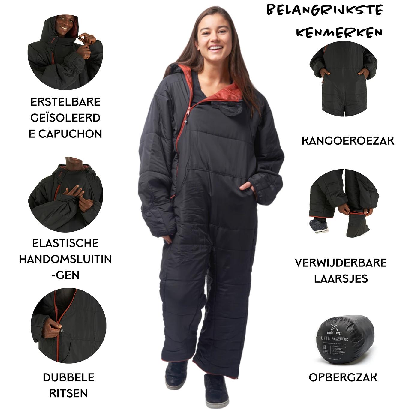 Selkbag Lite Zwart Gerecycleerde Slaapzak - S - Afbeelding 3