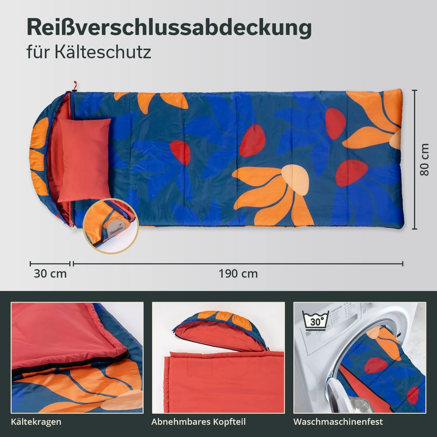 Skandika Sovro 190+30 Slaapzak - Fiery Garden - Afbeelding 6